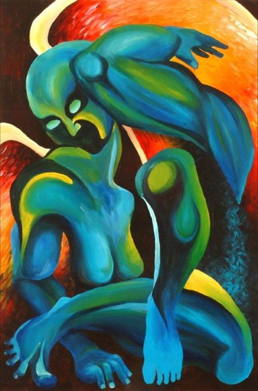 Painting titled "Blue Angel" by Myroslav Harasymiw, Original Artwork