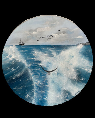 Pintura intitulada "Sea walk" por Myroslava Denysyuk, Obras de arte originais, Óleo