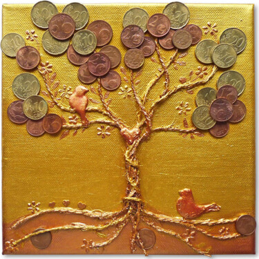 Malerei mit dem Titel "Baum des Reichtums" von Myrthyra, Original-Kunstwerk, Acryl