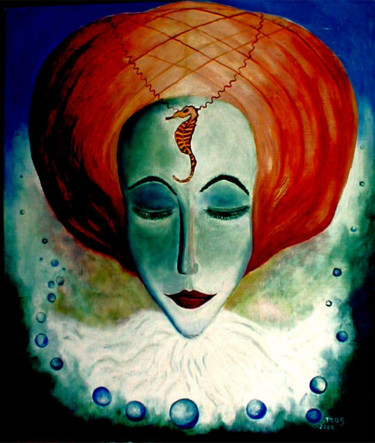 Painting titled "la-reine-des-eaux.j…" by Mysane, Original Artwork, Oil