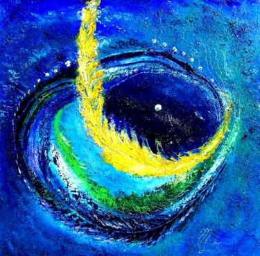 Peinture intitulée "le-lagon-bleu" par Mysane, Œuvre d'art originale, Huile