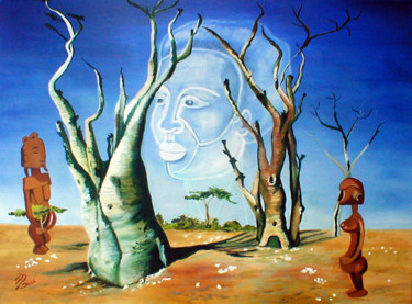 Pittura intitolato "afrique-diaphane" da Mysane, Opera d'arte originale, Olio