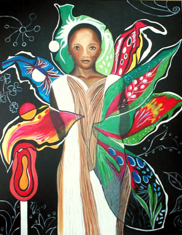 Pittura intitolato "afrique-multiple" da Mysane, Opera d'arte originale, Acrilico
