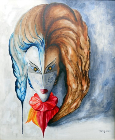Painting titled "ou-va-le-masque-apr…" by Mysane, Original Artwork, Oil