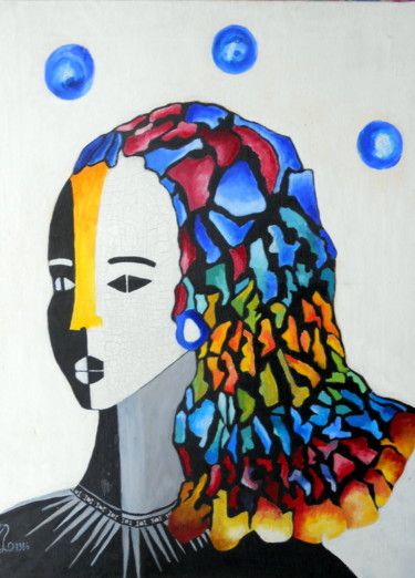 Картина под названием "la chevelure puzzle" - Mysane, Подлинное произведение искусства, Масло