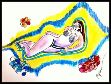 Zeichnungen mit dem Titel "détente" von Mysane, Original-Kunstwerk, Marker