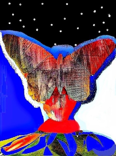 Arts numériques intitulée "mariposa-en-la-ramb…" par Mysane, Œuvre d'art originale, Peinture numérique