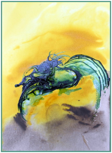 Peinture intitulée "crabe-aux-pinces-ve…" par Mysane, Œuvre d'art originale, Autre