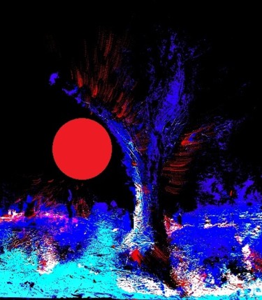 Digital Arts titled "la-lune-rouge" by Mysane, Original Artwork, Digital Painting