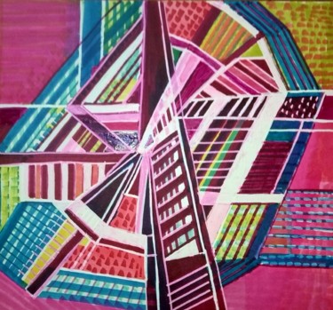 Drawing titled "barocco-abstracto" by Mysane, Original Artwork, Marker