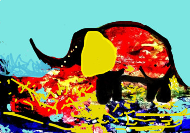 Digital Arts titled "qu 'elephant-u-là?" by Mysane, Original Artwork, Digital Painting