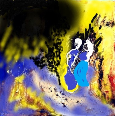 Digitale Kunst mit dem Titel "La grotte" von Mysane, Original-Kunstwerk, Digitale Malerei