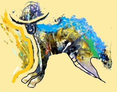 Arte digitale intitolato "Toro artistico" da Mysane, Opera d'arte originale, Pittura digitale