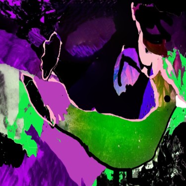 Arts numériques intitulée "l'oiseau vert" par Mysane, Œuvre d'art originale, Peinture numérique