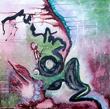 Peinture intitulée "la ligne rouge" par Mysane, Œuvre d'art originale, Acrylique