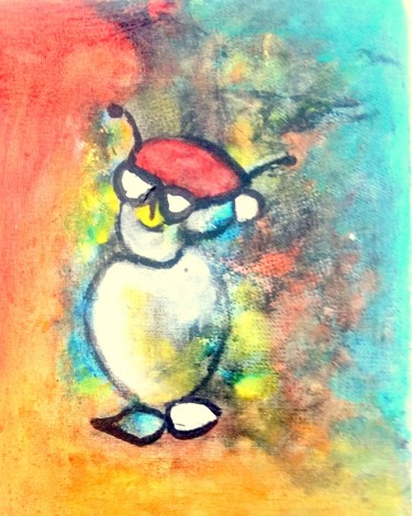 Painting titled "bonhomme lunettes" by Mysane, Original Artwork, Stained glass painting