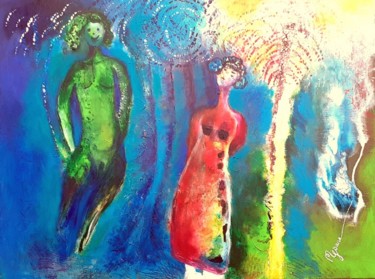 Peinture intitulée "la comète" par Mysane, Œuvre d'art originale, Huile