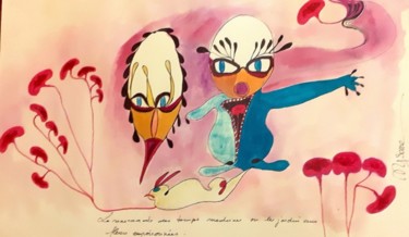 Desenho intitulada "la mascarade des te…" por Mysane, Obras de arte originais, Marcador