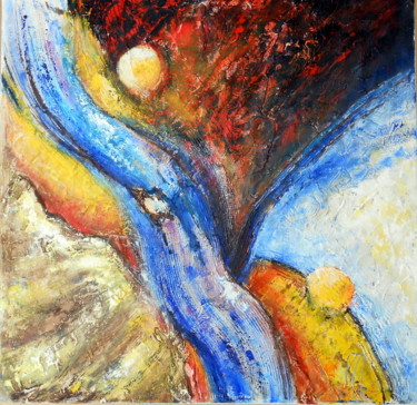 Peinture intitulée "chemins-lunaires-2.…" par Mysane, Œuvre d'art originale, Acrylique