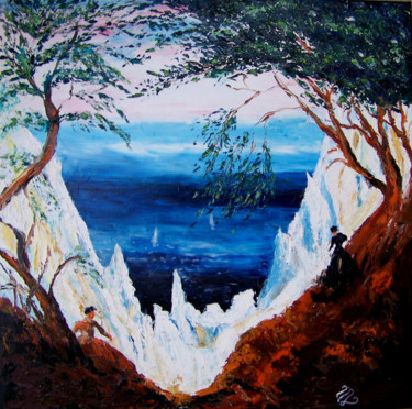 Peinture intitulée "falaises-d-apres-ca…" par Mysane, Œuvre d'art originale, Huile