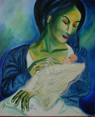 Peinture intitulée "maternite.jpg" par Mysane, Œuvre d'art originale, Huile