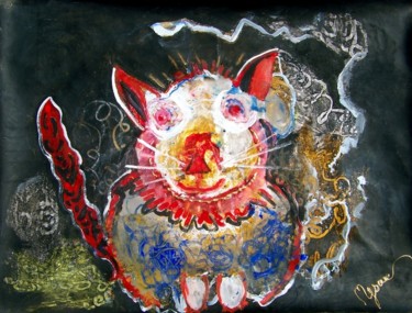 Peinture intitulée "chat-t-as-la-queue-…" par Mysane, Œuvre d'art originale, Acrylique