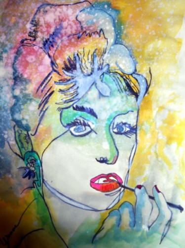 Drawing titled "Audrey Hepburn" by Mysane, Original Artwork, Ink