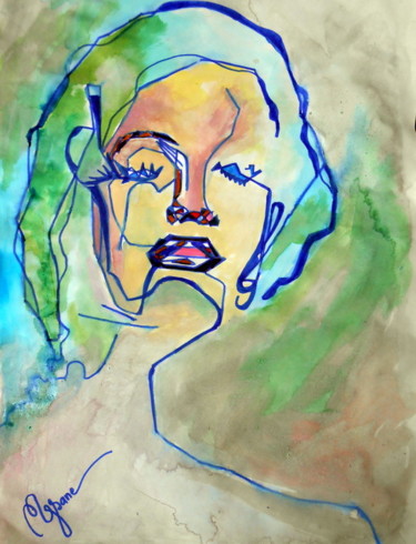 Dibujo titulada "Marylin 1" por Mysane, Obra de arte original, Tinta