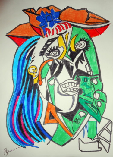 Drawing titled "la-femme-qui-pleure…" by Mysane, Original Artwork, Marker