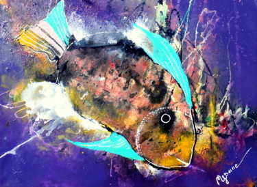 Pintura intitulada "pescado-perdido" por Mysane, Obras de arte originais, Outro