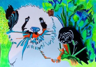 Dessin intitulée "mon-panda-aux-yeux-…" par Mysane, Œuvre d'art originale, Autre