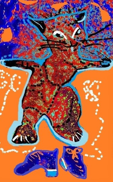 Arts numériques intitulée "le-chat-qui-a-trouv…" par Mysane, Œuvre d'art originale, Peinture numérique