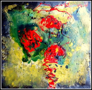 Painting titled "trois-fleurs-rouges…" by Mysane, Original Artwork, Other