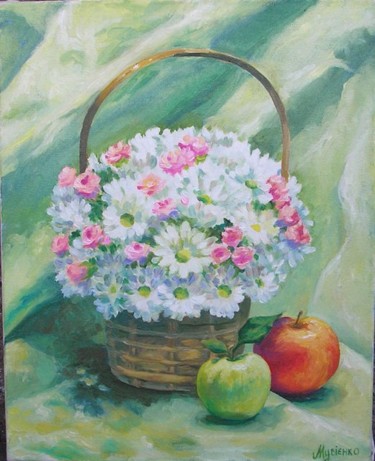 Painting titled "Ромашки" by Irina Musienko, Original Artwork, Oil