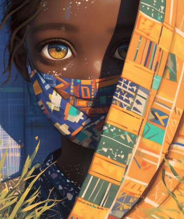 Digital Arts με τίτλο "African Portrait" από Mysti Kali, Αυθεντικά έργα τέχνης, Εικόνα που δημιουργήθηκε με AI