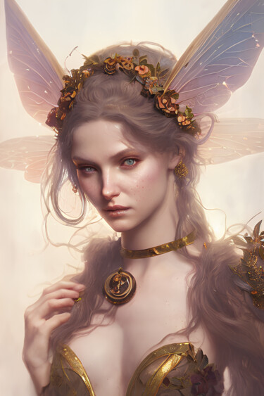 Arte digital titulada "Portrait Of A Fairy…" por Mystic Muse, Obra de arte original, Imagen generada por IA