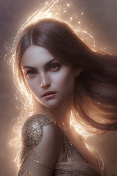 Digitale Kunst getiteld "Girl In Sunshine" door Mystic Muse, Origineel Kunstwerk, AI gegenereerde afbeelding