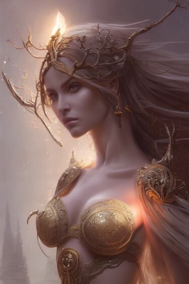 Digital Arts titled "Angelic Queen" by Mystic Muse, Original Artwork, AI generated image