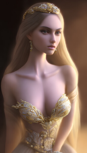 Digitale Kunst getiteld "An Royal Woman" door Mystic Muse, Origineel Kunstwerk, AI gegenereerde afbeelding