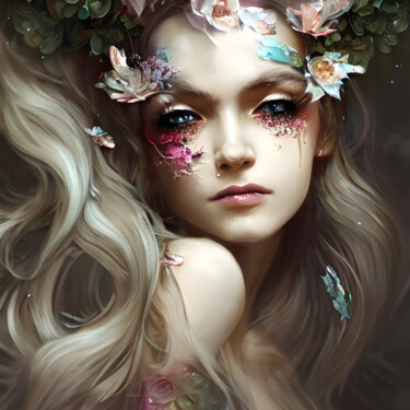 Цифровое искусство под названием "Serene Enchantresse…" - Mystic Muse, Подлинное произведение искусства, Изображение, сгенер…