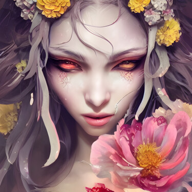 Digital Arts titled "Enchanted Blossoms:…" by Mystic Muse, Original Artwork, AI generated image
