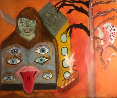 Peinture intitulée "L enfance meurtrie" par Virginie R. (Nikitaforever), Œuvre d'art originale