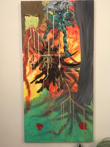 Malerei mit dem Titel "L arbre généalogique" von Virginie R. (Nikitaforever), Original-Kunstwerk, Acryl