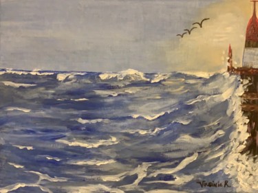 Painting titled "Le vieux phare" by Virginie R. (Nikitaforever), Original Artwork, Acrylic