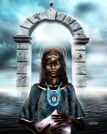Arts numériques intitulée "Yemanja ( La sirène…" par Mystifrican, Œuvre d'art originale, Travail numérique 2D