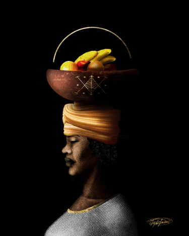Arte digitale intitolato "AYIZAN ( noir )" da Mystifrican, Opera d'arte originale, Pittura digitale Montato su Telaio per ba…