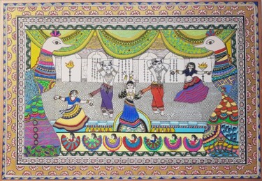 Pittura intitolato "Madhubani Folk Art…" da Myth, Opera d'arte originale, Acrilico