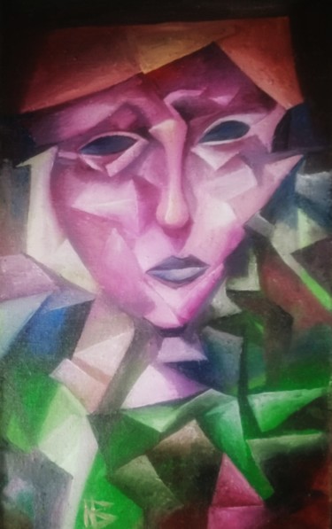 Portrait in the style of cubism. Avant-garde 20th century Painting titled "Portrait in the sty…" by Nadezda Baruns, Original Art, Oil