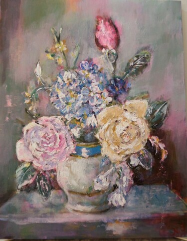 Peinture intitulée "Bouquet romantique" par N-J Gomiéro, Œuvre d'art originale, Acrylique