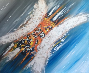 Painting titled "Le Hibou" by Nathalie Moiroud, Original Artwork, Acrylic